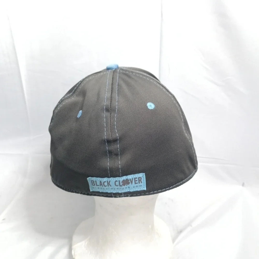 Black Clover Live Lucky Fitted Golf Hat Grey Light Blue Embroidered Logo #1